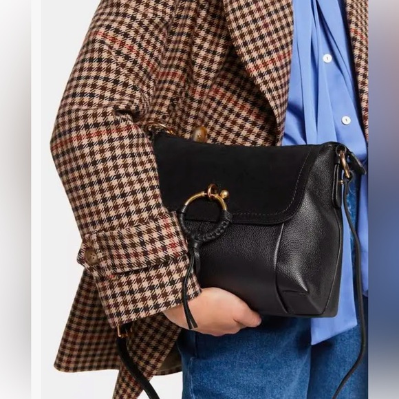 NWT | Large See By Chloe Joan Crossbody Bag | Black Leather and Suede | Dust Bag - Picture 3 of 17